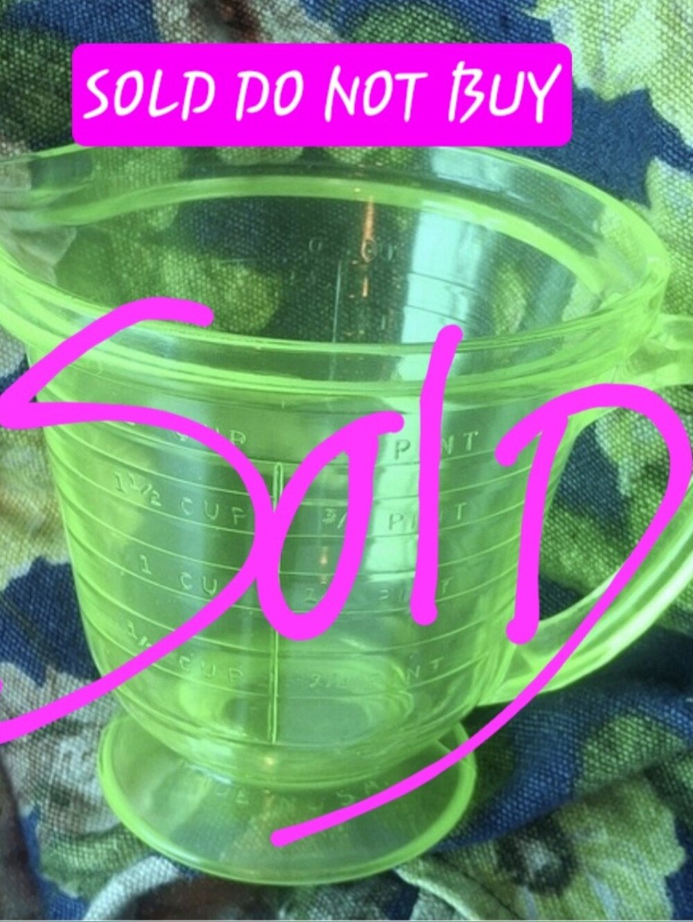 Vaseline Glass T.S. Handimaid in U.S.A. Uranium Measuring Cup 1930s Vintage